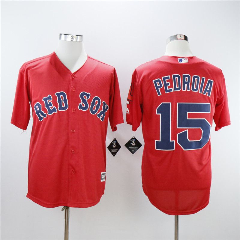 Men Boston Red Sox #15 Pedroia Red Game MLB Jerseys